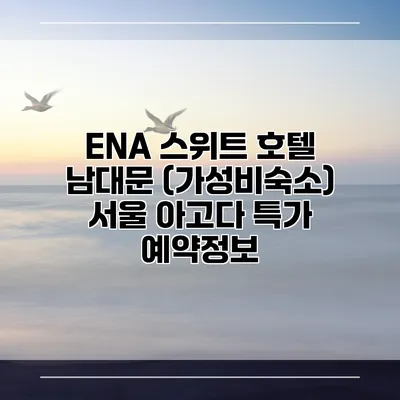 ENA 스위트 호텔 남대문 (가성비숙소) 서울 아고다 특가 예약정보