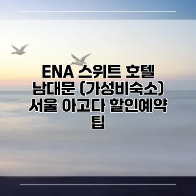 ENA 스위트 호텔 남대문 (가성비숙소) 서울 아고다 할인예약 팁