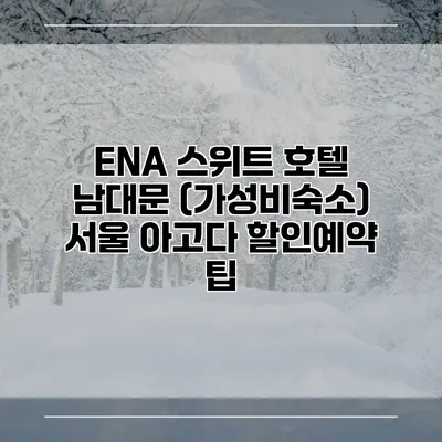 ENA 스위트 호텔 남대문 (가성비숙소) 서울 아고다 할인예약 팁