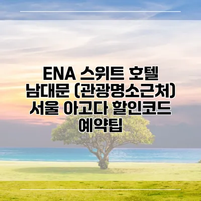 ENA 스위트 호텔 남대문 (관광명소근처) 서울 아고다 할인코드 예약팁