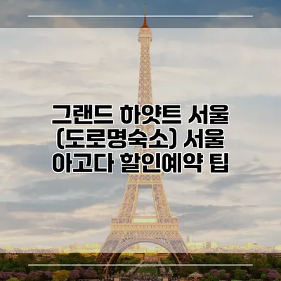 그랜드 하얏트 서울 (도로명숙소) 서울 아고다 할인예약 팁