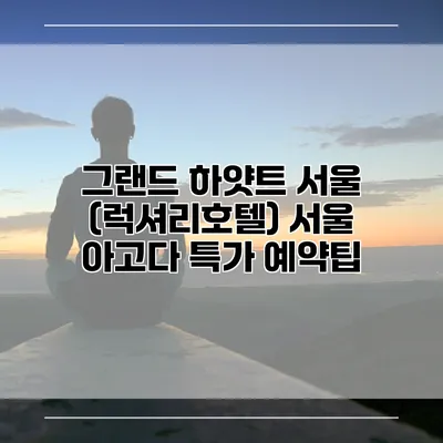 그랜드 하얏트 서울 (럭셔리호텔) 서울 아고다 특가 예약팁