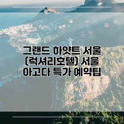그랜드 하얏트 서울 (럭셔리호텔) 서울 아고다 특가 예약팁