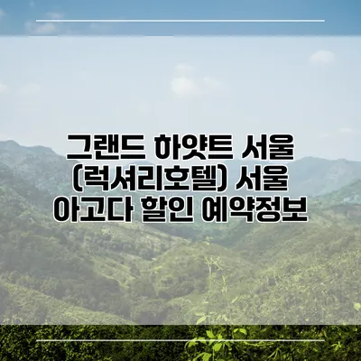 그랜드 하얏트 서울 (럭셔리호텔) 서울 아고다 할인 예약정보