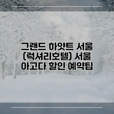 그랜드 하얏트 서울 (럭셔리호텔) 서울 아고다 할인 예약팁