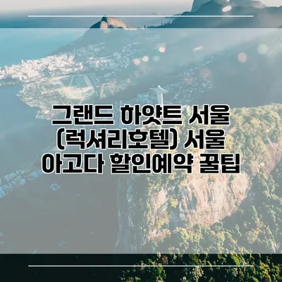 그랜드 하얏트 서울 (럭셔리호텔) 서울 아고다 할인예약 꿀팁