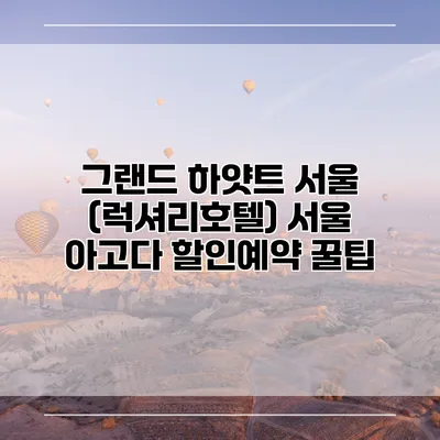 그랜드 하얏트 서울 (럭셔리호텔) 서울 아고다 할인예약 꿀팁
