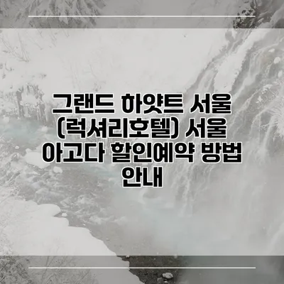 그랜드 하얏트 서울 (럭셔리호텔) 서울 아고다 할인예약 방법 안내