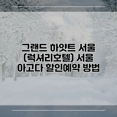 그랜드 하얏트 서울 (럭셔리호텔) 서울 아고다 할인예약 방법