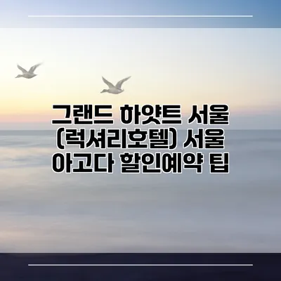 그랜드 하얏트 서울 (럭셔리호텔) 서울 아고다 할인예약 팁