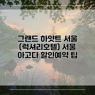 그랜드 하얏트 서울 (럭셔리호텔) 서울 아고다 할인예약 팁