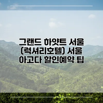 그랜드 하얏트 서울 (럭셔리호텔) 서울 아고다 할인예약 팁