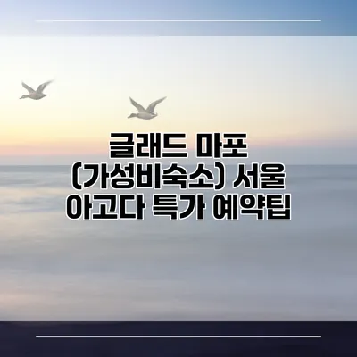 글래드 마포 (가성비숙소) 서울 아고다 특가 예약팁