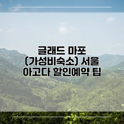 글래드 마포 (가성비숙소) 서울 아고다 할인예약 팁