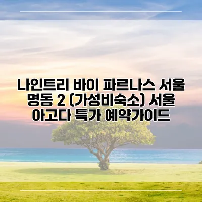 나인트리 바이 파르나스 서울 명동 2 (가성비숙소) 서울 아고다 특가 예약가이드