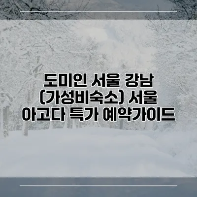 도미인 서울 강남 (가성비숙소) 서울 아고다 특가 예약가이드