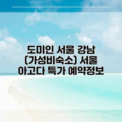 도미인 서울 강남 (가성비숙소) 서울 아고다 특가 예약정보