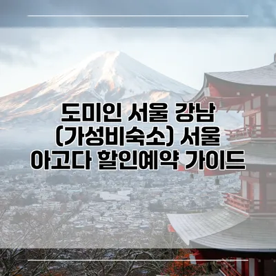 도미인 서울 강남 (가성비숙소) 서울 아고다 할인예약 가이드