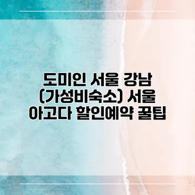 도미인 서울 강남 (가성비숙소) 서울 아고다 할인예약 꿀팁