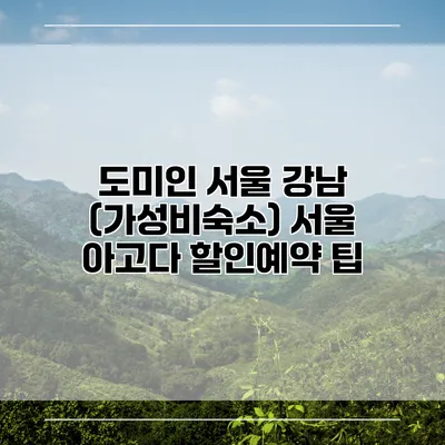 도미인 서울 강남 (가성비숙소) 서울 아고다 할인예약 팁