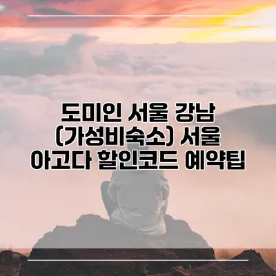 도미인 서울 강남 (가성비숙소) 서울 아고다 할인코드 예약팁