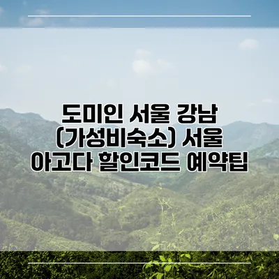 도미인 서울 강남 (가성비숙소) 서울 아고다 할인코드 예약팁