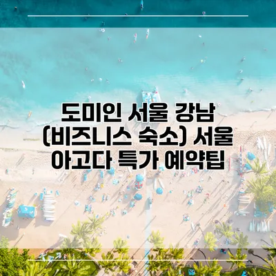도미인 서울 강남 (비즈니스 숙소) 서울 아고다 특가 예약팁