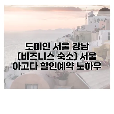 도미인 서울 강남 (비즈니스 숙소) 서울 아고다 할인예약 노하우