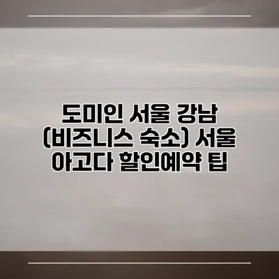 도미인 서울 강남 (비즈니스 숙소) 서울 아고다 할인예약 팁