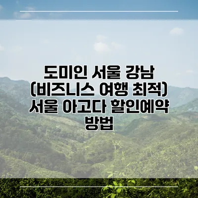 도미인 서울 강남 (비즈니스 여행 최적) 서울 아고다 할인예약 방법