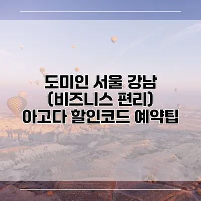도미인 서울 강남 (비즈니스 편리) 아고다 할인코드 예약팁