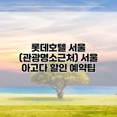 롯데호텔 서울 (관광명소근처) 서울 아고다 할인 예약팁