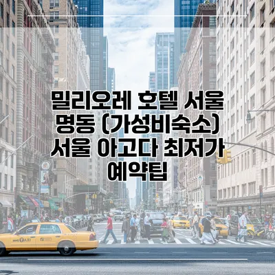 밀리오레 호텔 서울 명동 (가성비숙소) 서울 아고다 최저가 예약팁