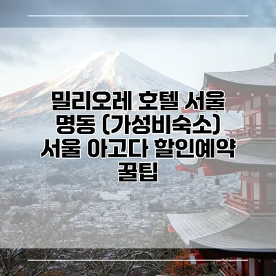 밀리오레 호텔 서울 명동 (가성비숙소) 서울 아고다 할인예약 꿀팁