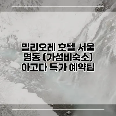 밀리오레 호텔 서울 명동 (가성비숙소) 아고다 특가 예약팁