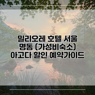 밀리오레 호텔 서울 명동 (가성비숙소) 아고다 할인 예약가이드