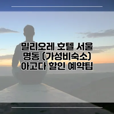 밀리오레 호텔 서울 명동 (가성비숙소) 아고다 할인 예약팁