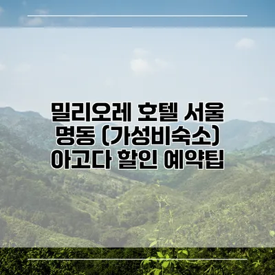 밀리오레 호텔 서울 명동 (가성비숙소) 아고다 할인 예약팁