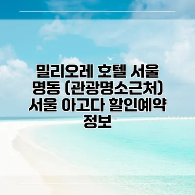 밀리오레 호텔 서울 명동 (관광명소근처) 서울 아고다 할인예약 정보