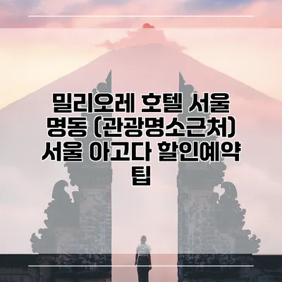 밀리오레 호텔 서울 명동 (관광명소근처) 서울 아고다 할인예약 팁