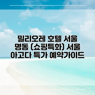 밀리오레 호텔 서울 명동 (쇼핑특화) 서울 아고다 특가 예약가이드