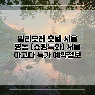 밀리오레 호텔 서울 명동 (쇼핑특화) 서울 아고다 특가 예약정보