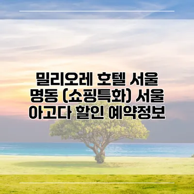 밀리오레 호텔 서울 명동 (쇼핑특화) 서울 아고다 할인 예약정보