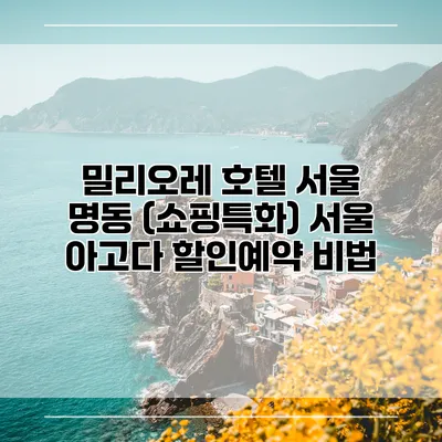 밀리오레 호텔 서울 명동 (쇼핑특화) 서울 아고다 할인예약 비법