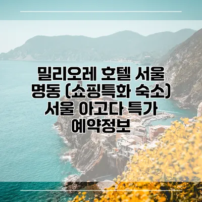 밀리오레 호텔 서울 명동 (쇼핑특화 숙소) 서울 아고다 특가 예약정보