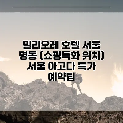 밀리오레 호텔 서울 명동 (쇼핑특화 위치) 서울 아고다 특가 예약팁