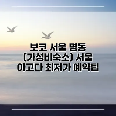 보코 서울 명동 (가성비숙소) 서울 아고다 최저가 예약팁