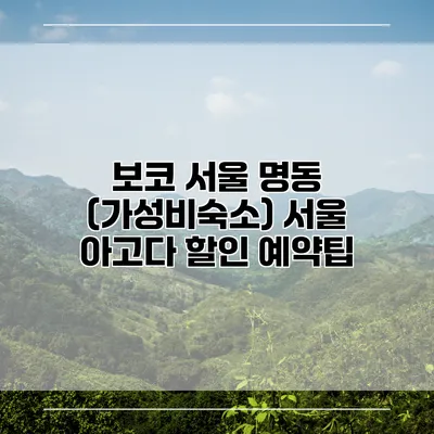 보코 서울 명동 (가성비숙소) 서울 아고다 할인 예약팁