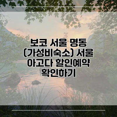 보코 서울 명동 (가성비숙소) 서울 아고다 할인예약 확인하기