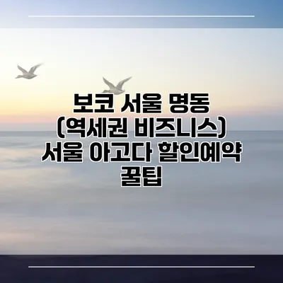 보코 서울 명동 (역세권 비즈니스) 서울 아고다 할인예약 꿀팁